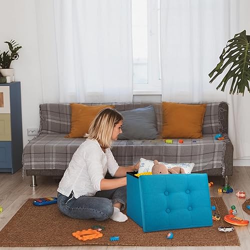 Miniatura 38 de Taburete otomano de almacenamiento otomano con reposapiés, banco plegable con almacenamiento, dormitorio de estudiantes y entrada, 16 x 12 x 12