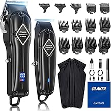GLAKER Tondeuse Cheveux Hommes, Tondeuse Cheveux et Barbe Professionnel Sans Fil Rechargeable, Tondeuse à Cheveux Tondeuse Cheveux Professionnelle avec 13 Peignes de Guidage (Noir)
