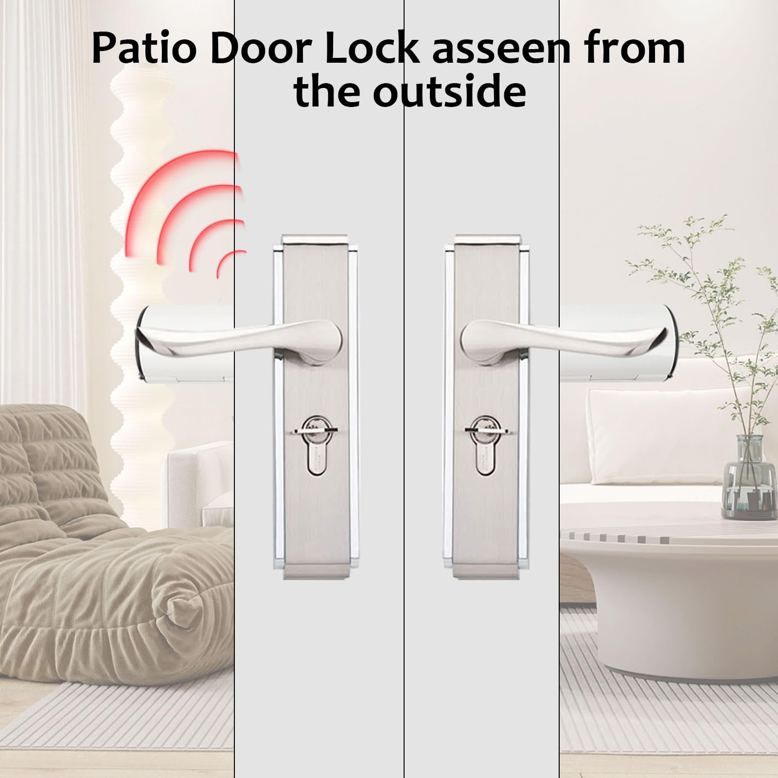 Verrous de sécurité pour porte de patio en alliage d'aluminium - Verrou de sécurité universel de 30 mm pour portes doubles (avec alarme)