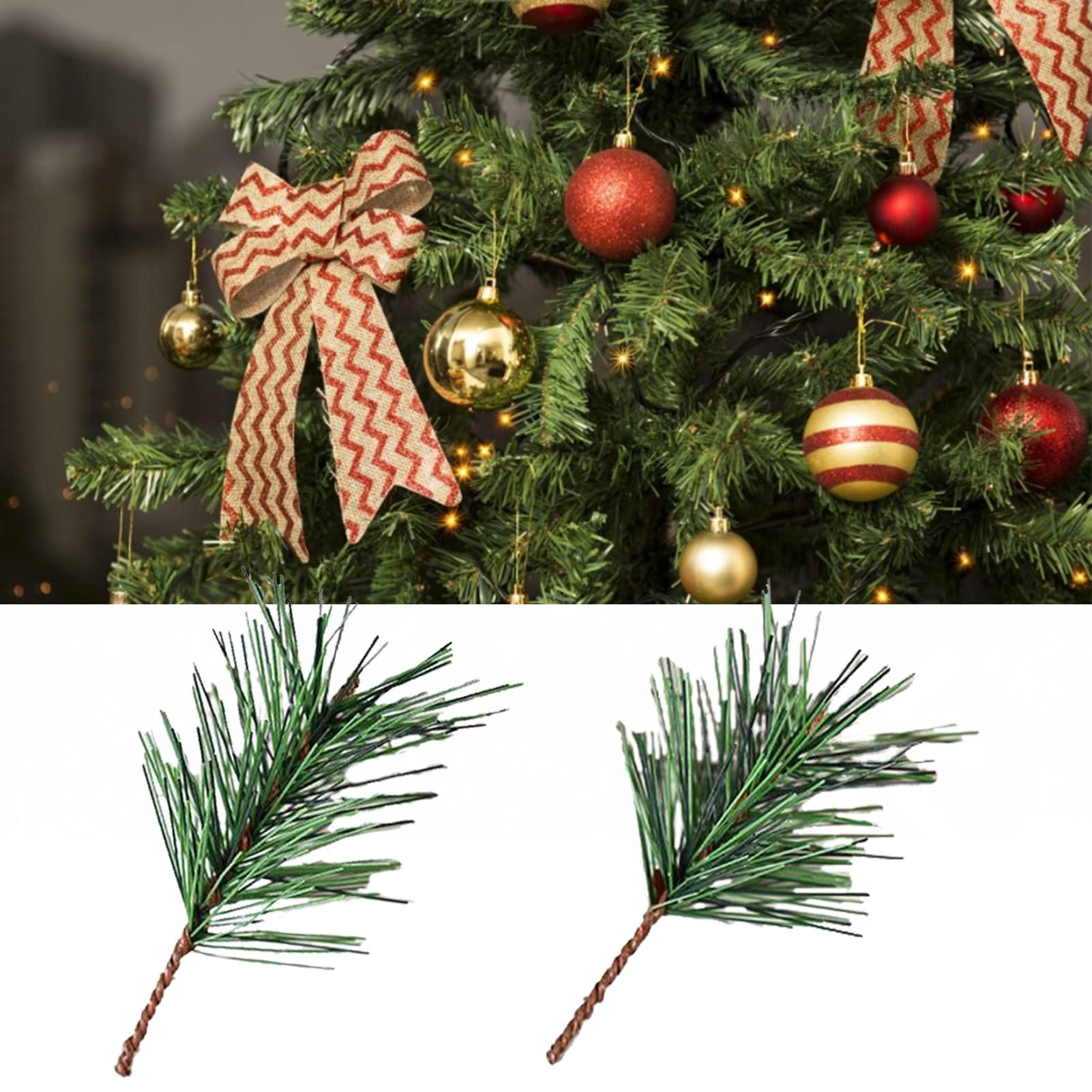 LAMF - 30 rami di pino artificiale, 24 cm, per decorazione natalizia e giardino