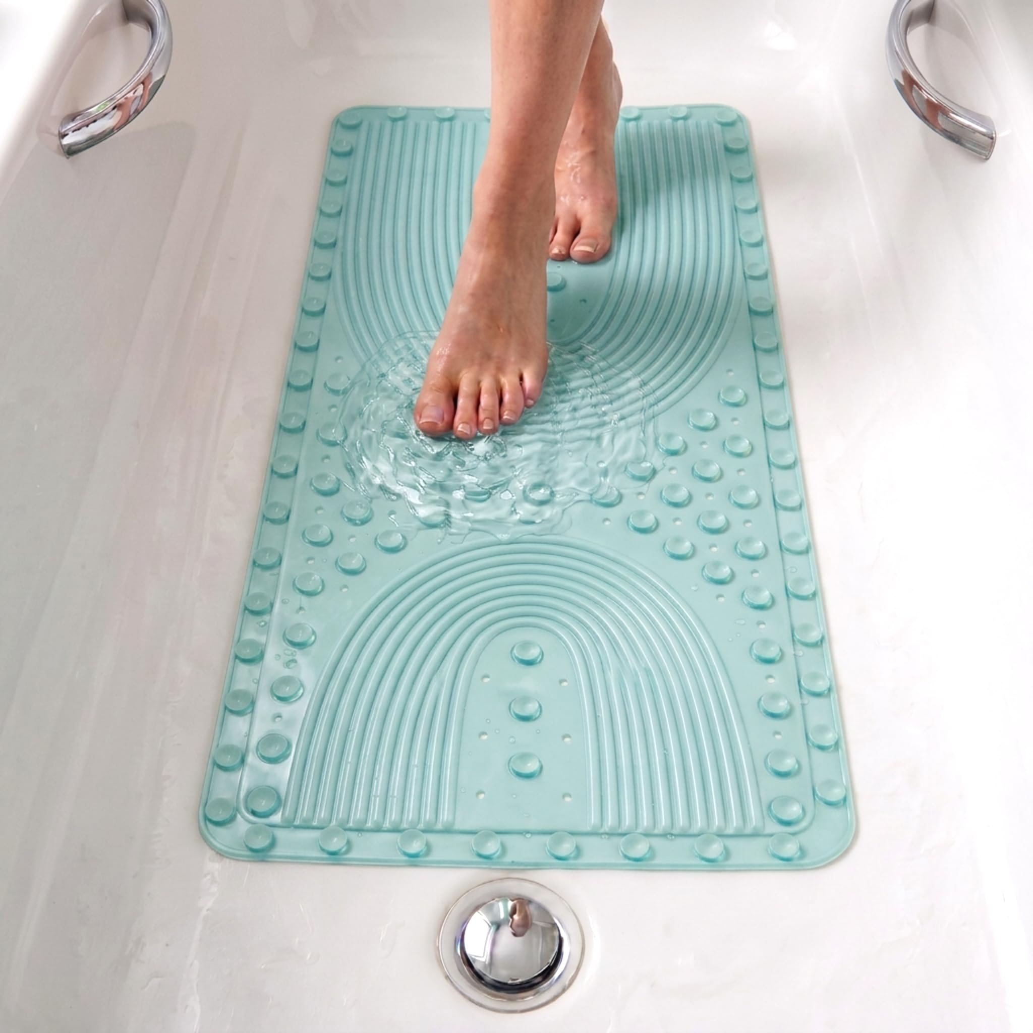edihome, Alfombra Bañera Antideslizante, 100x40 cm, Alfombrilla Ducha, Burbujas con Ventosa sin BPA, Antibacterial, Resistente al Moho, Lavable a Máquina (Gris Claro, 100 x 40 cm) — view 10