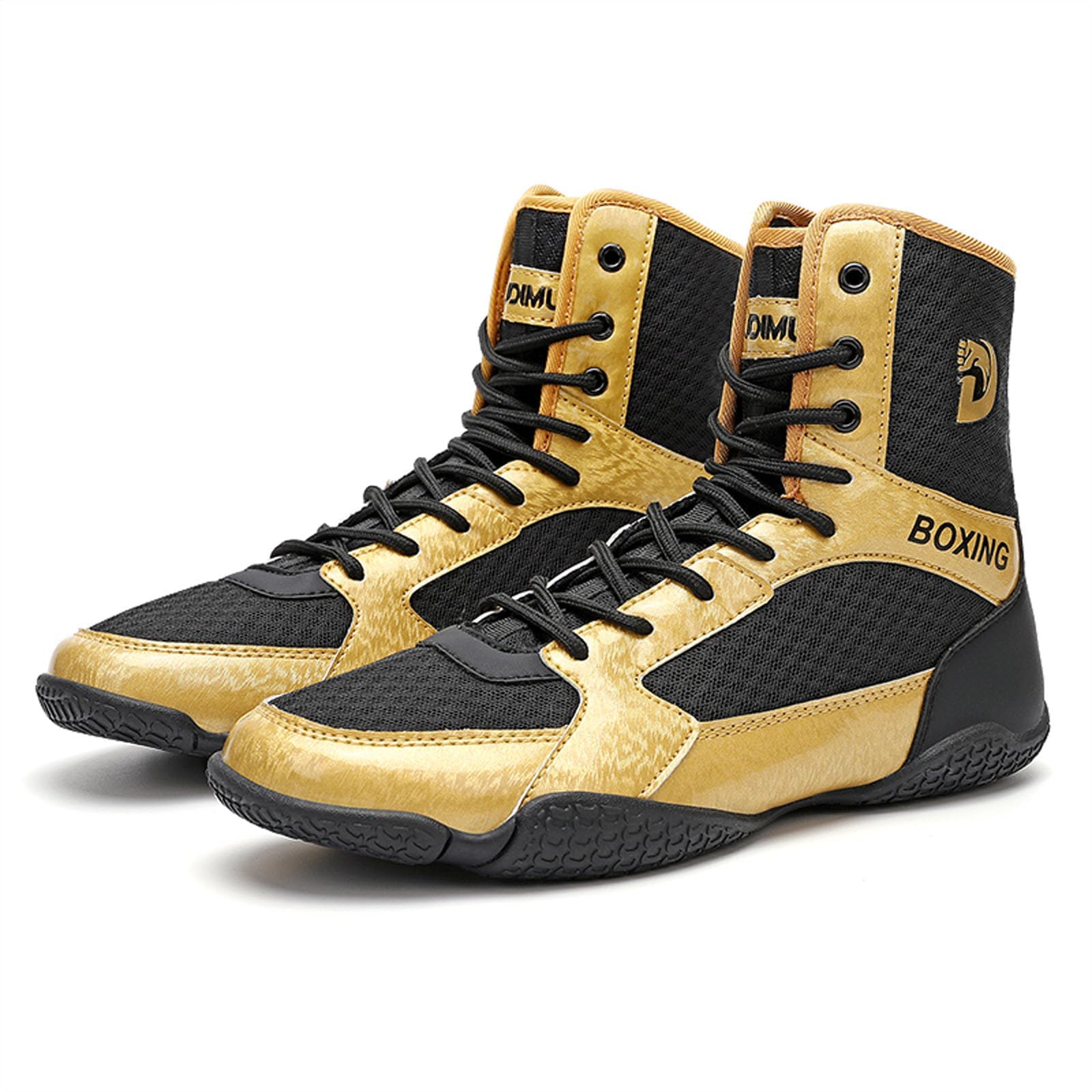 Zapatos De Boxeo para Entrenamiento Y Competición, Calzado Ligero para Lucha Libre para Hombres Y Mujeres, Transpirables, Botas De Combate De Caña Alta,Negro,45 EU