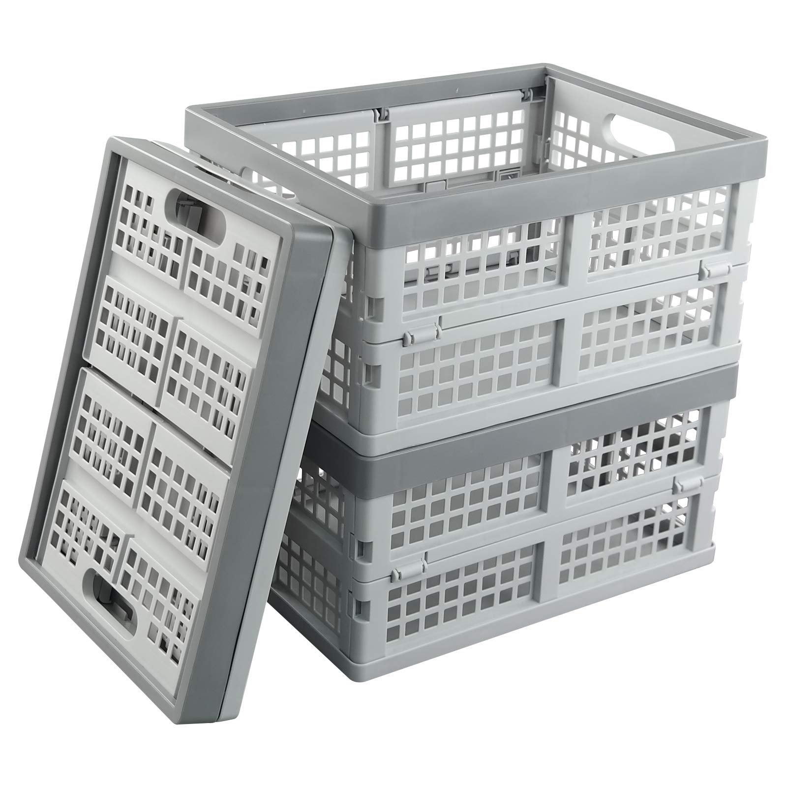 3-pack 15 Liter Foldable Storage Basket Collapsible Crate, Grey