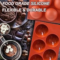 Vista 3 de Paquete de 3 moldes de silicona extra grandes de 5 cavidades, molde de media esfera antiadherente para hacer bombas de chocolate caliente de gran