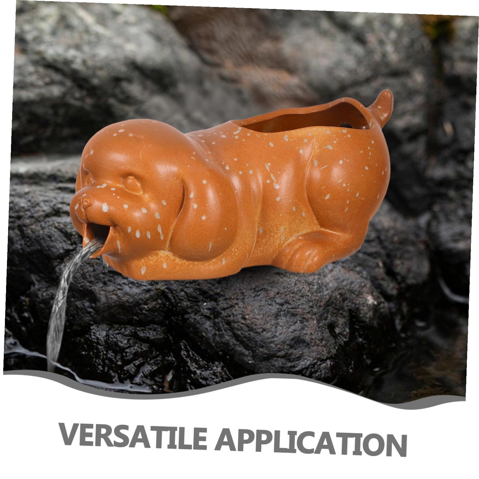 Fontana da Tavolo in Ceramica per Acquario con Statua Cane e d Acqua Decorazione per e Giardino Accessorio Interattivo per Stimolare Attività dei Pesci