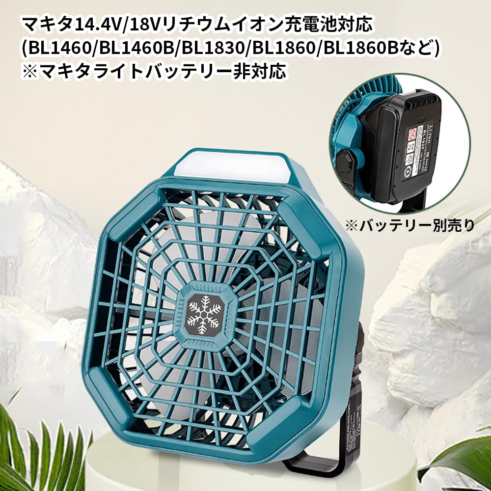 Amazon | マキタ用充電式ファン コードレス扇風機 LEDランプ搭載