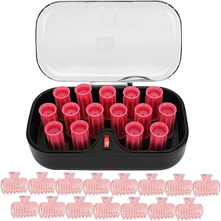15pcs Electric Hair Perm Rods Hair Curler Roller 30mm for Lasting Curls, with Hair Clips Clamp, Low Temperature Styling, Accurate Heat Control (US)