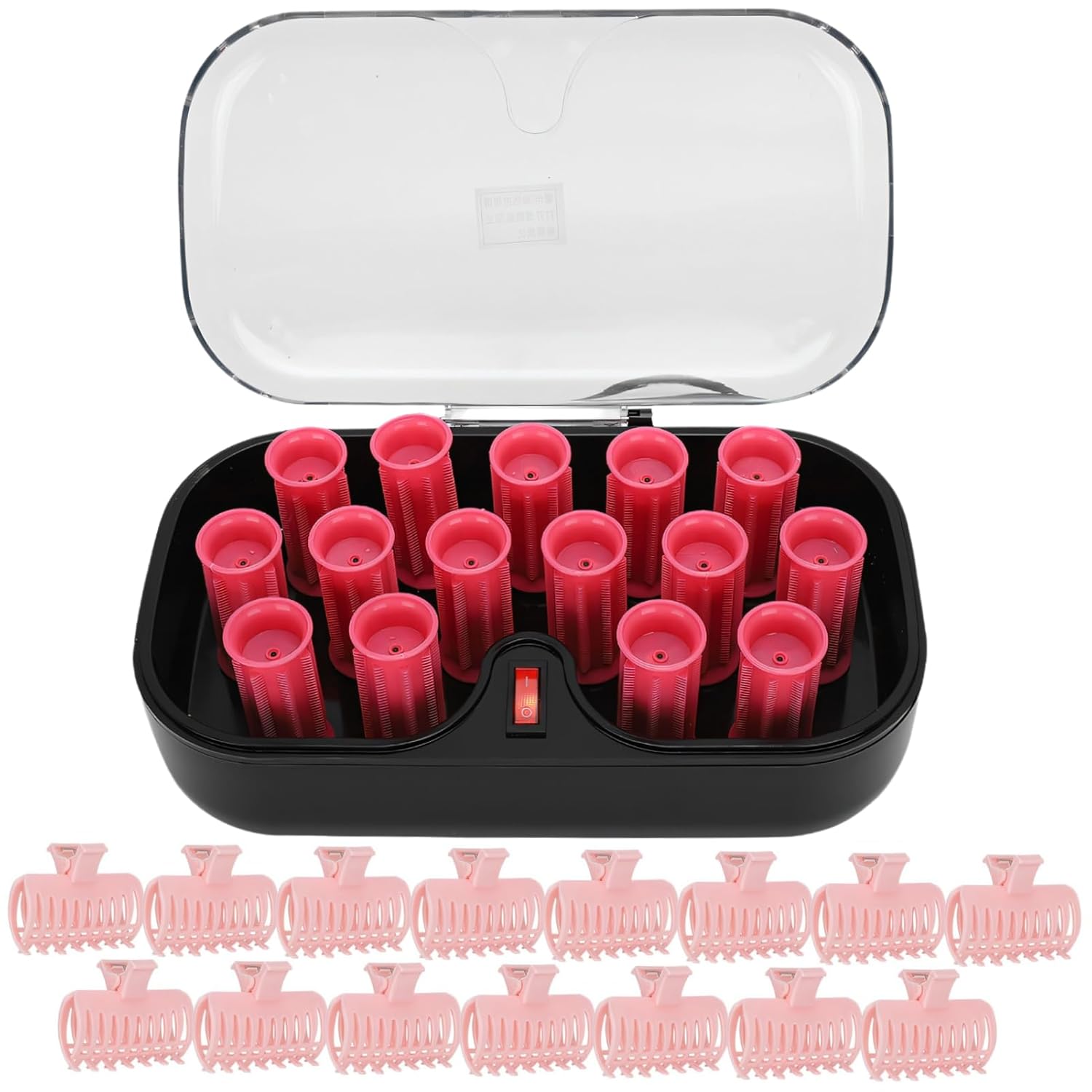 15pcs Electric Hair Perm Rods Hair Curler Roller 30mm for Lasting Curls, with Hair Clips Clamp, Low Temperature Styling, Accurate Heat Control (US)