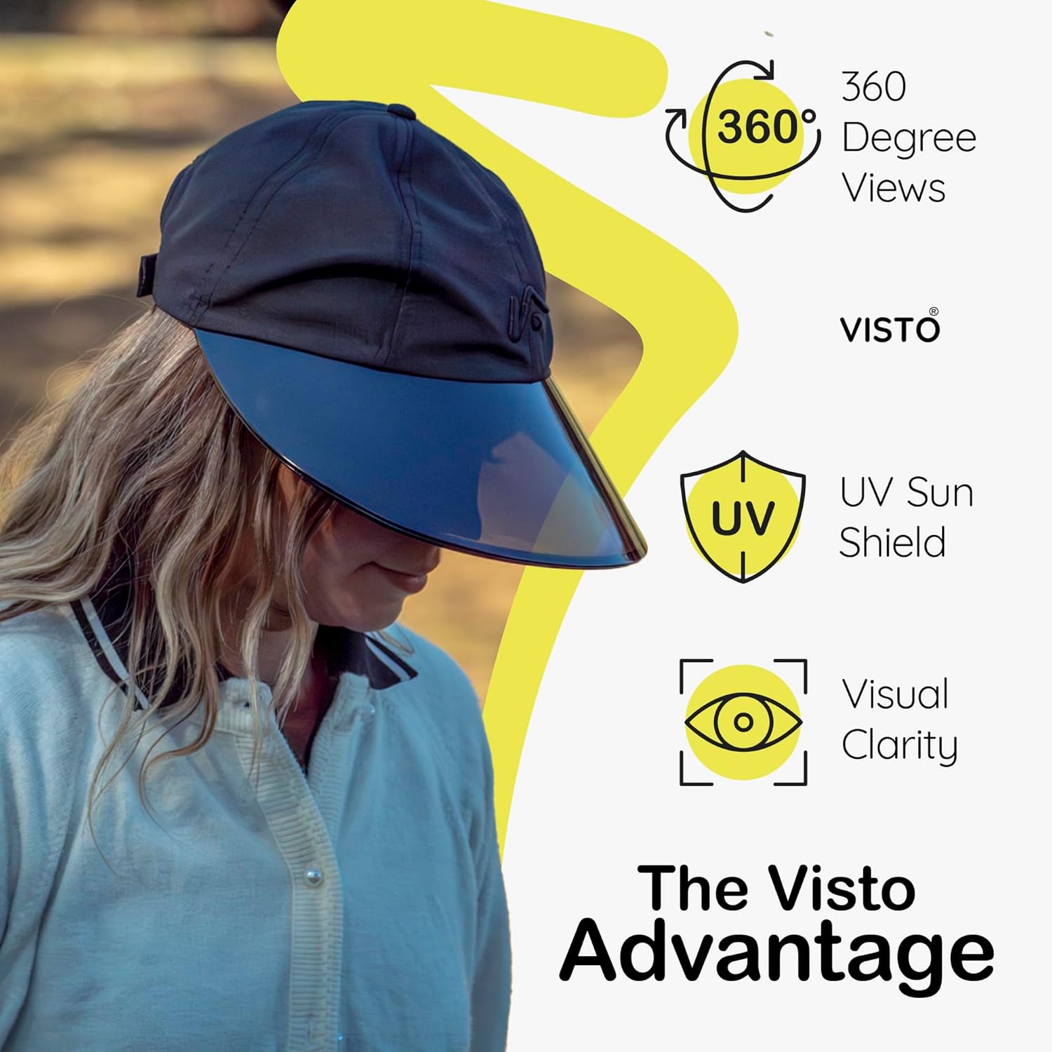 VISTO Transparent Wide Brim Sun Hat for Women - Obstruction Free Visibility, No Glare & Complete UV Sun Protection