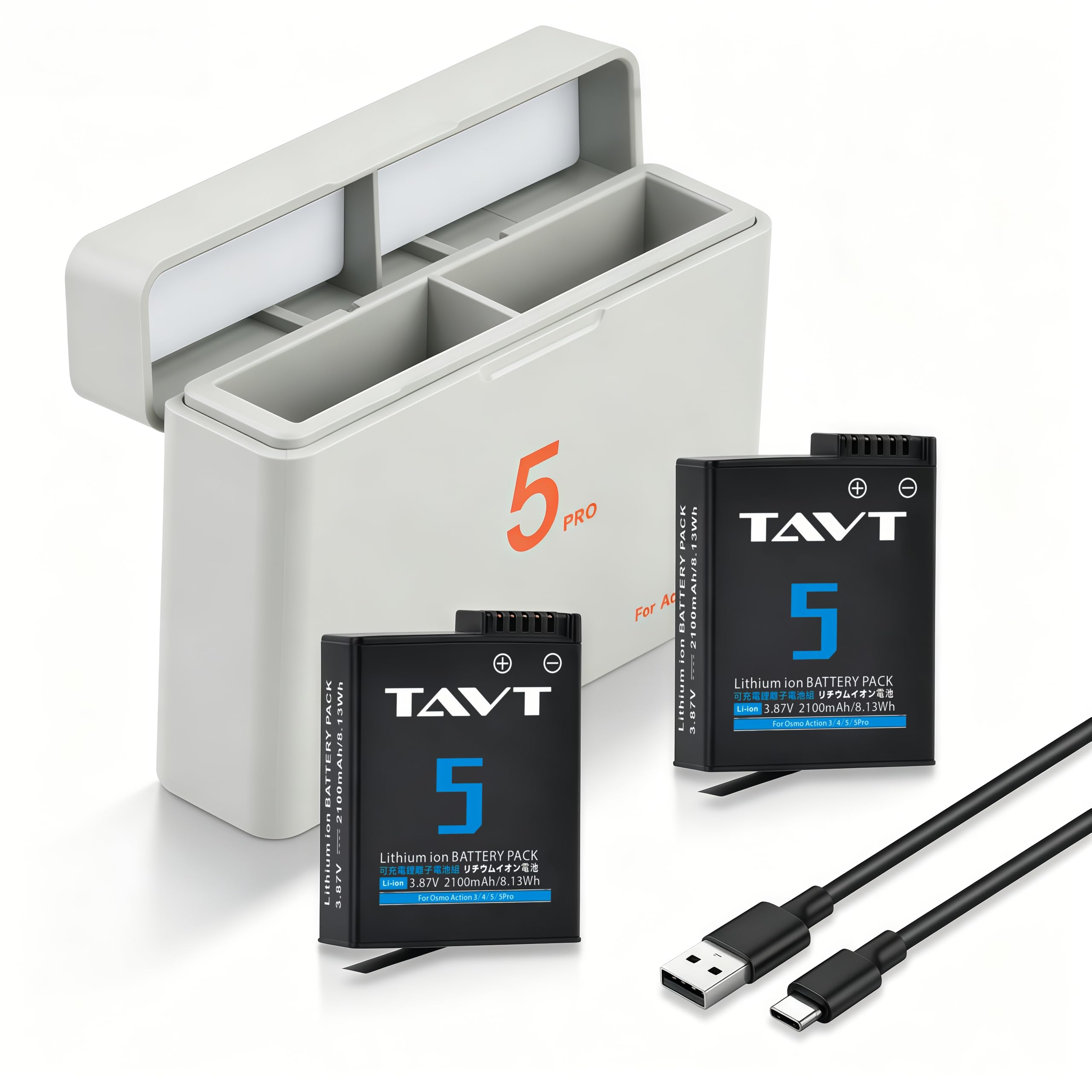 2 batteries 2100 mAh et chargeur pour DJI Osmo Action 5 Pro/4/6/360, Osmo Action 5 Pro, Osmo Action 4, Osmo 360, Osmo Action 6