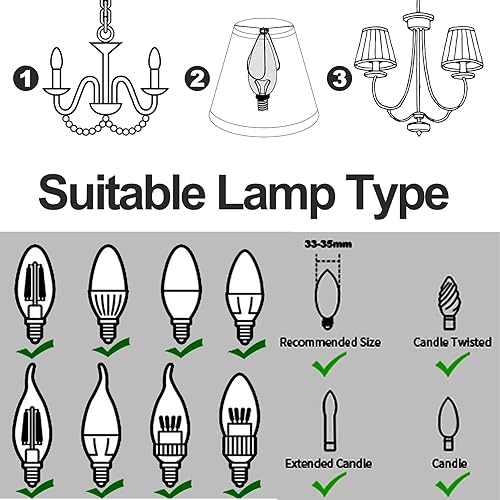 Miniatura 4 de 6 pantallas de lámpara de araña, marco de metal con clip, pantalla de tela, cubiertas de luz pequeñas para lámpara de pared de estilo europeo