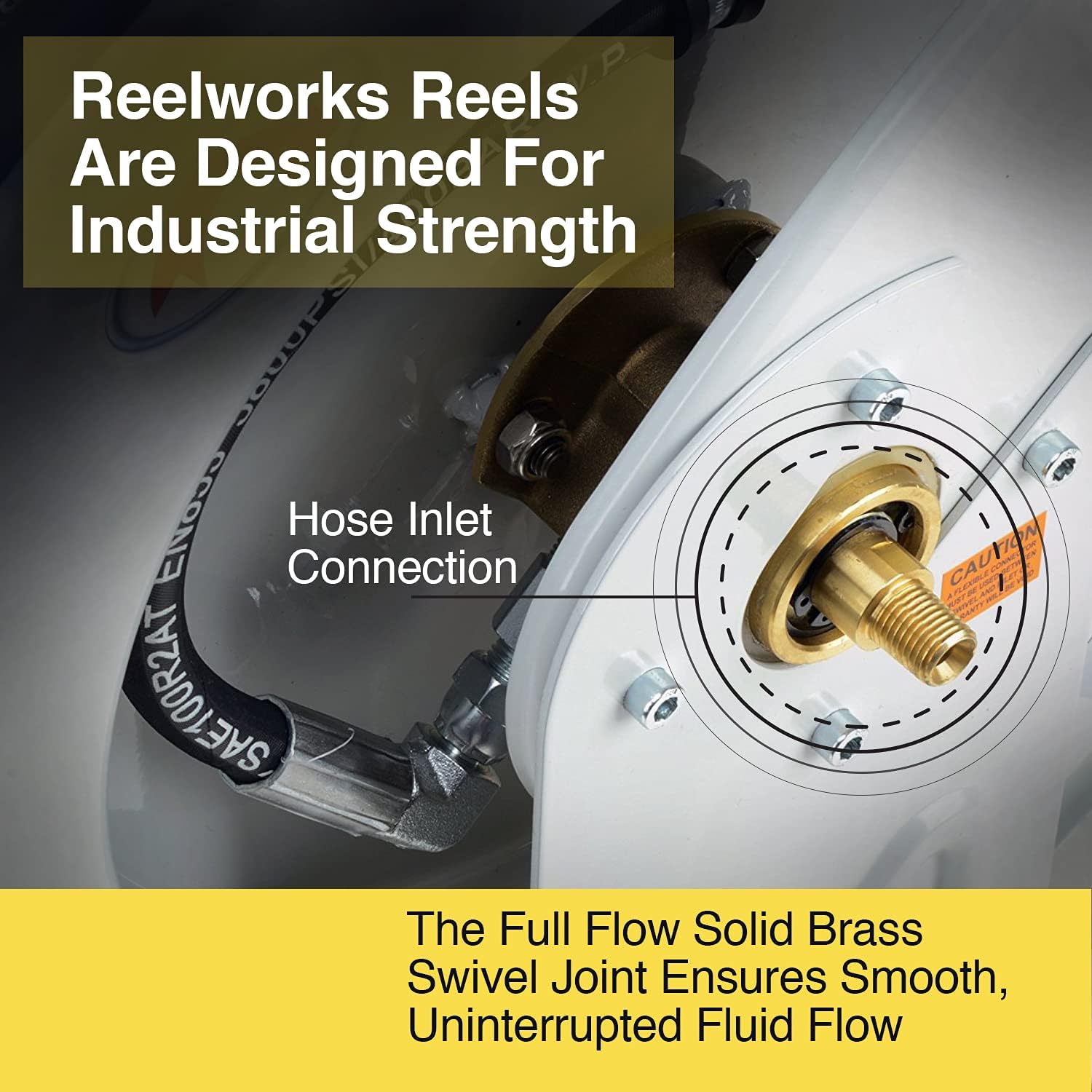 Flash Sale REELWORKS Grease-Hose-Reel Retractable 1/4 Inch x 50' Feet ELITE Long Premium Commercial SAE.100R2AT Hose MAX 5800 PSI Spring Driven Steel Construction Heavy Duty Industrial Dual Arm & Pedestal