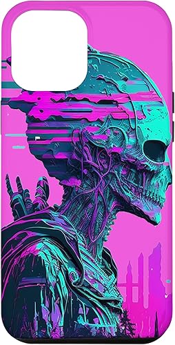 iPhone 14 Pro Max Cool Retro Alien Sunset Tropical Trippy Vaporwave Sky Art Case