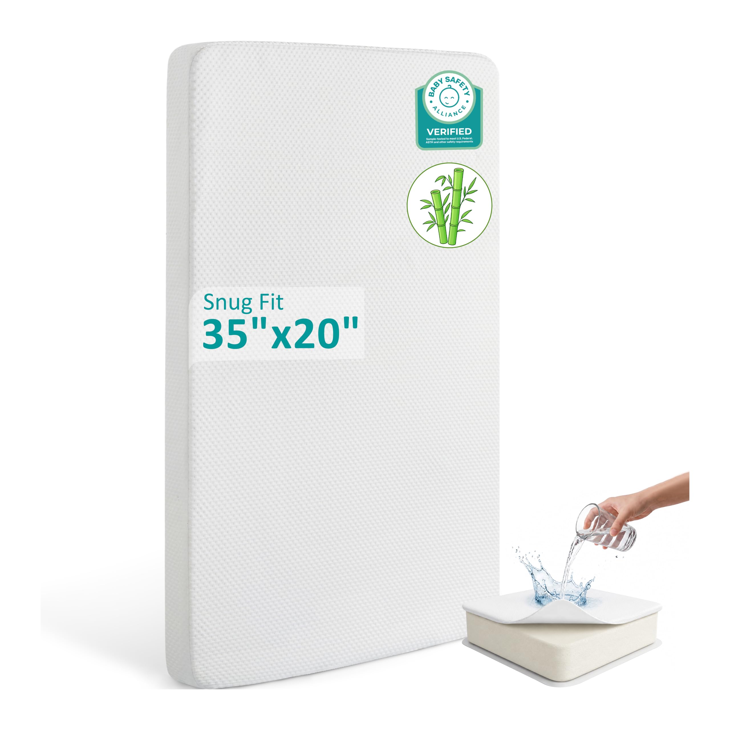 Bassinet Mattress 35x20 Rectangle Baby Waterproof Replacement Pad