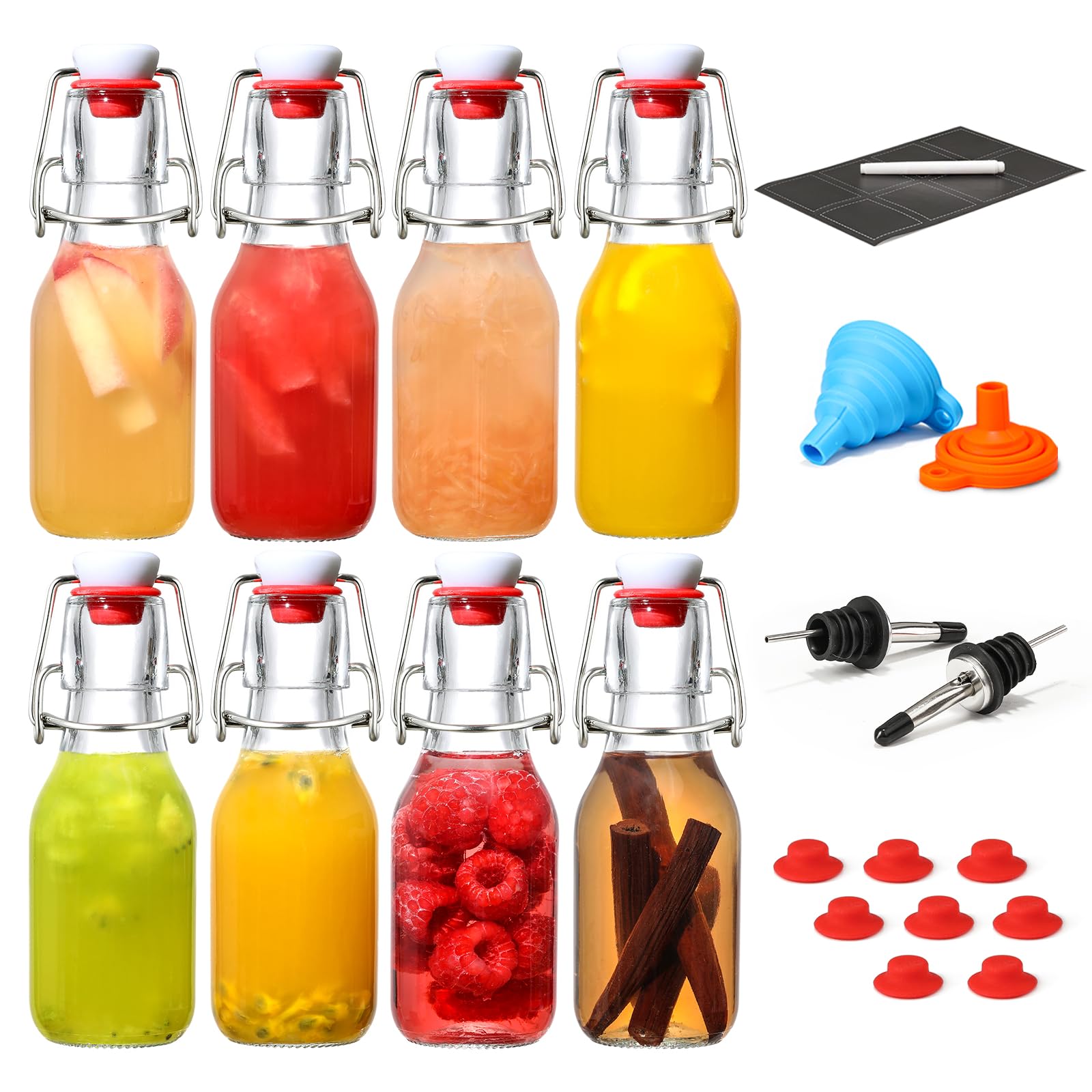 DETO×4bottles Amazon.com: 8 Set, 4 OZ Swing Top Glass Bottles - Flip Top