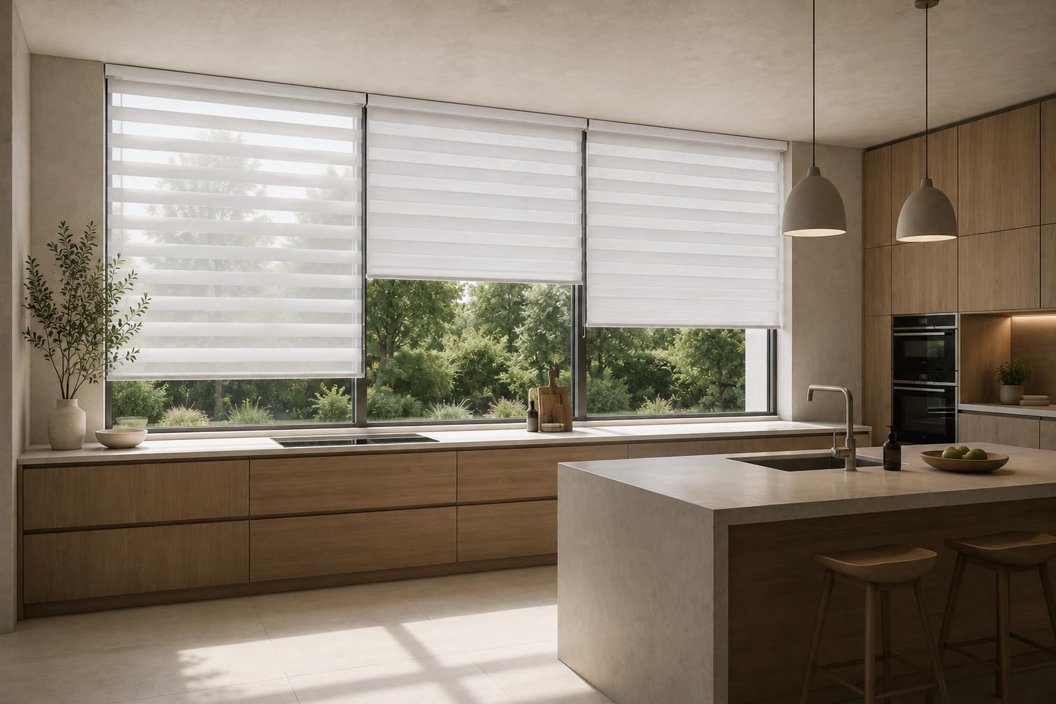 Estoralis Vera | Estor Enrollable Noche y Dia Diseño Moderno | Doble Tejido | Color Blanco | 125 x 180 cm (Ancho/Alto) Tamaño Tela 122 x 175 cm | Estores para Ventanas y Puertas