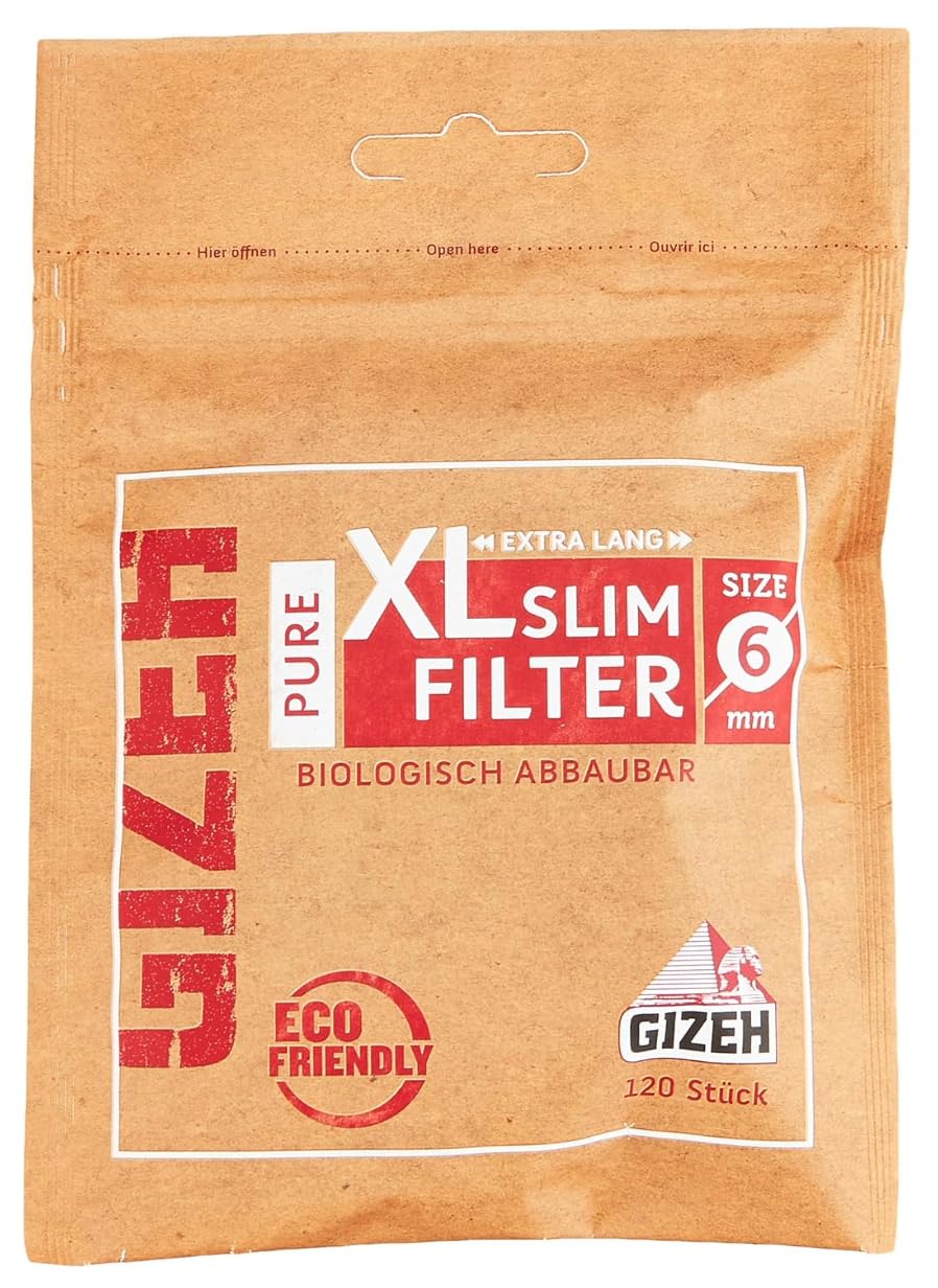 Gizeh Pure XL Slim Filter Ungebleicht Biologisch Abbaubar 6mm 50x 120 (5 Boxen/6000 Filter)