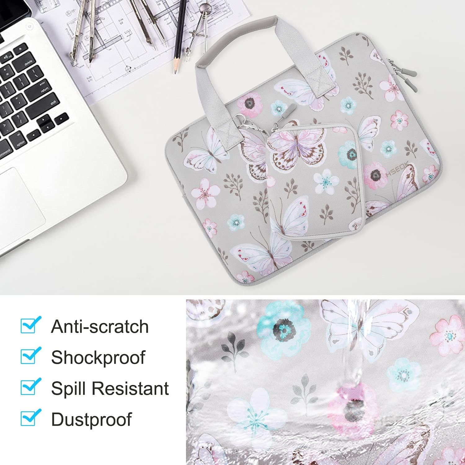 13" Pokrowiec na laptop torba kompatybilna z 13" MacBooka Pro/Air M1, XPS 13 i najpopularniejszego 13" Notebook, wodoodporna elastyczna neoprenowa torebka na notebooka z małym etui,B02F01