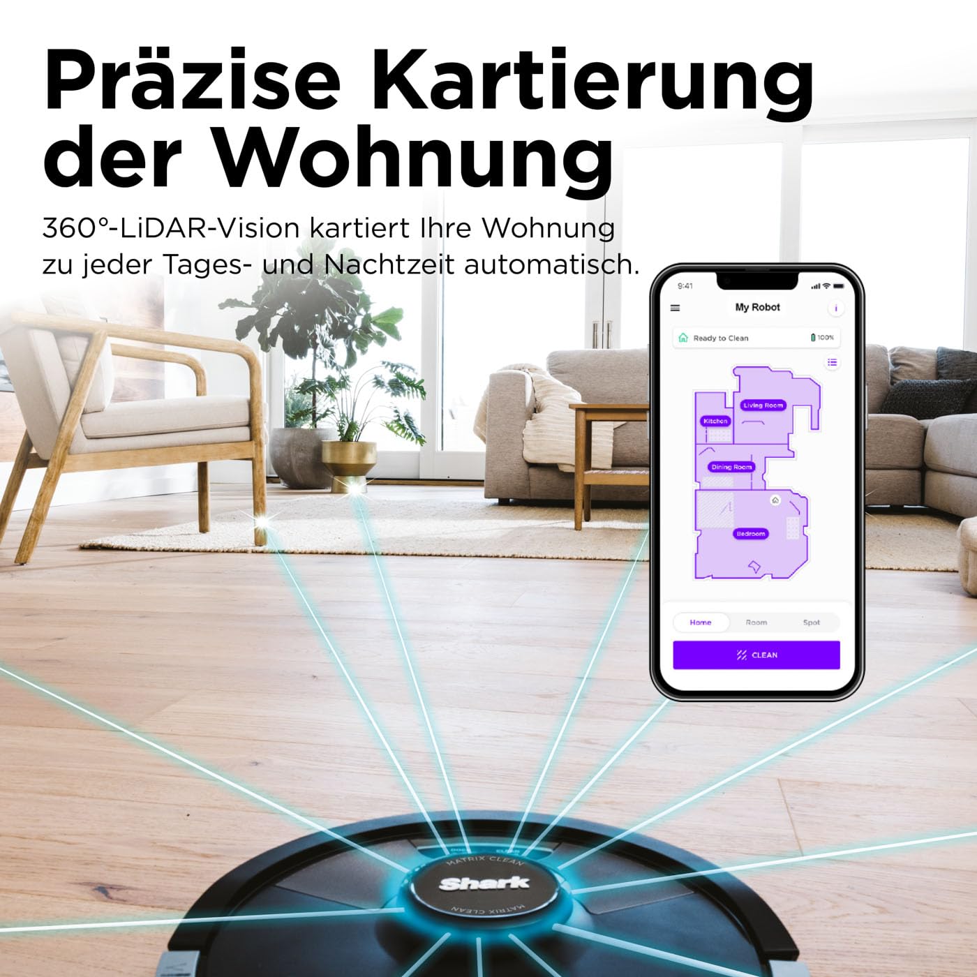 Shark Matrix Plus 2-in-1 selbstentleerter Wisch- & Saugroboter mit LiDAR Home Mapping & Kantenreinigung, für Teppiche, Hartböden & Tierhaare, Anti-Allergen, selbstaufladend, WiFi/App, Schwarz