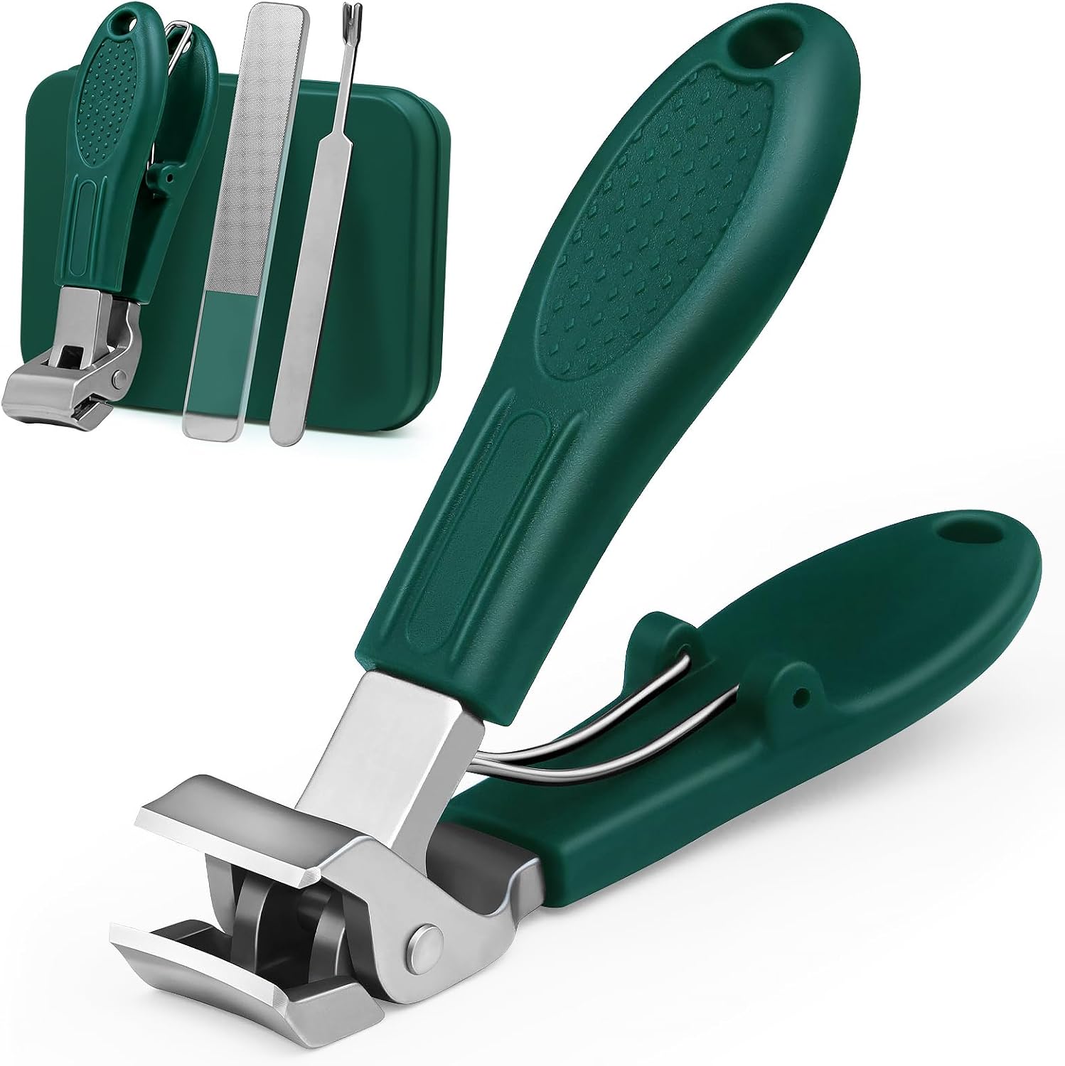 3PCS Nail Clippers Set with Upgrade Angled Head, Toenail Clippers for Seniors Thick Toenails with Sharp Stainless Steel Wide Jaws Opening, Nail Cutter for Men Women Fingernail and Toe Nail Clipper