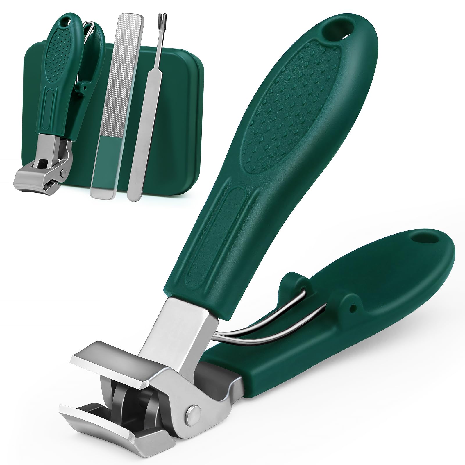 3PCS Nail Clippers Set with Upgrade Angled Head for Seniors Thick Toenails