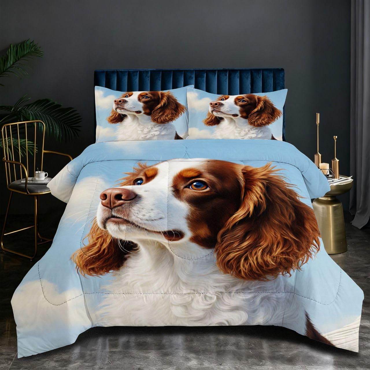 Couette 160x200 imprimé 3D Schäfer en coton de qualité supérieure 200GSM et taies O47