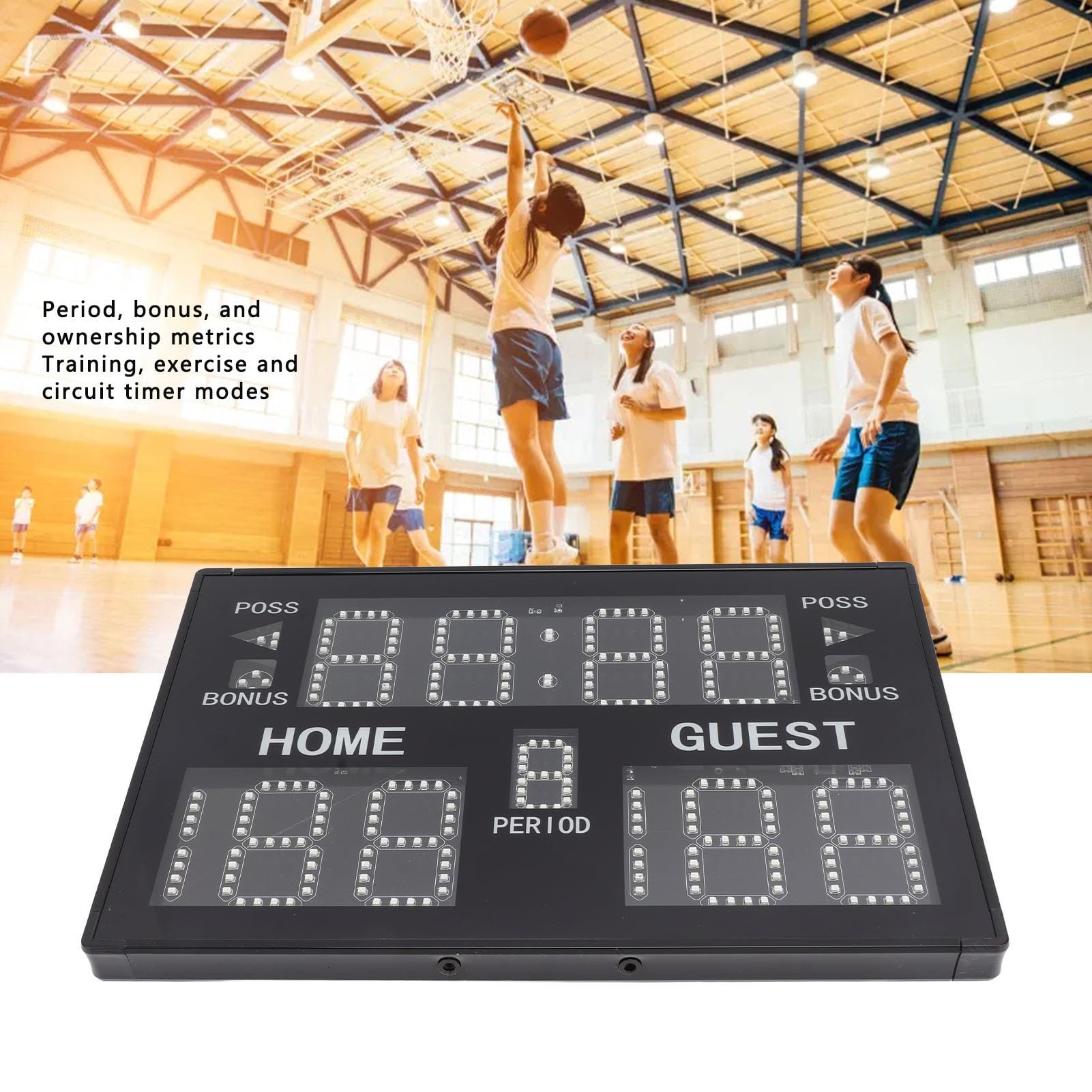 Elektronische Anzeigetafel für Sporttraining mit 11-stelligem LED-Display, Multifunktional für Basketball Volleyball Ringen, Indoor Tischanzeigetafel mit Countdown und Punkteanzeige