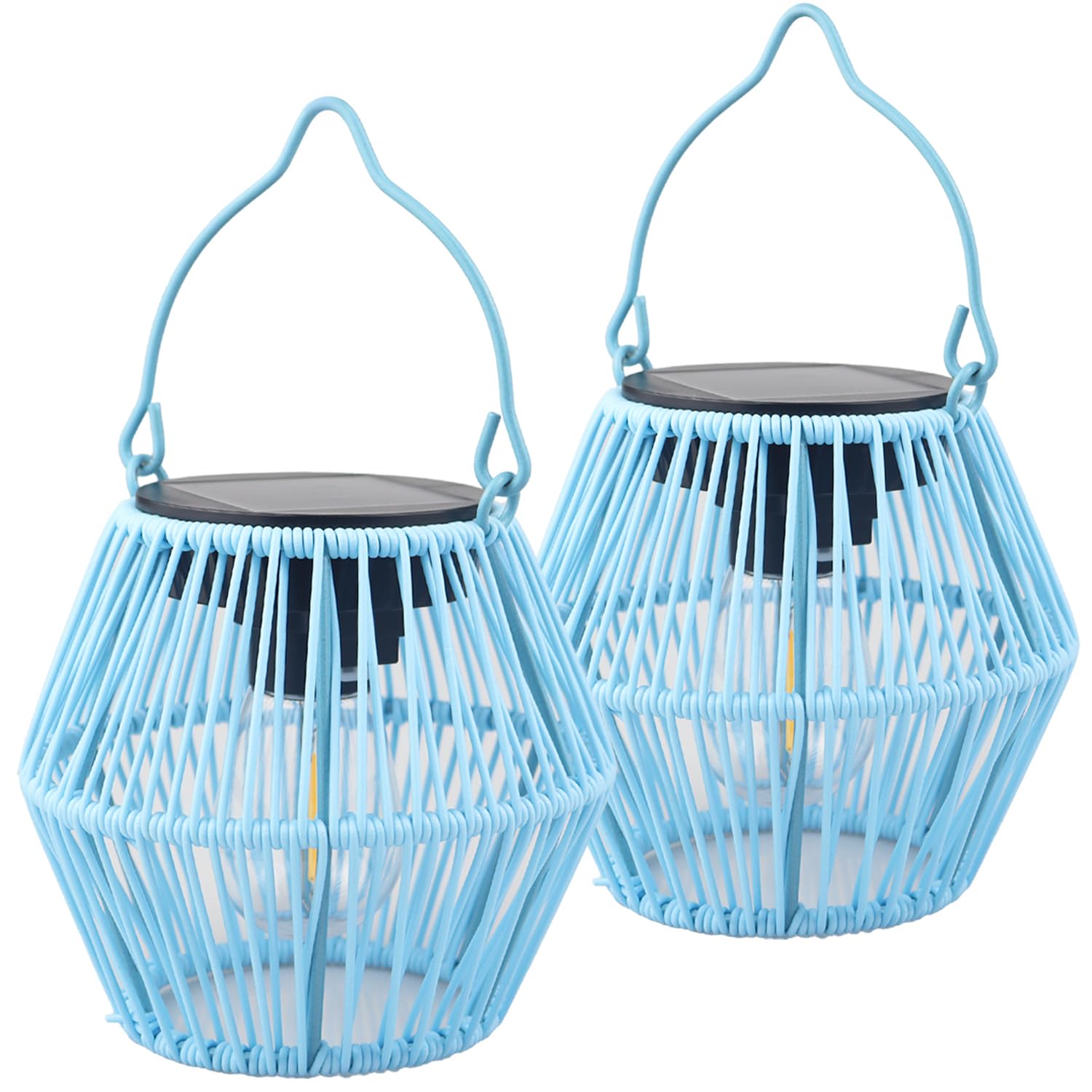 MAGGIFT Lot De 2 Lampes Solaires à Suspendre, Lanternes Rétro Décoratives à énergie Solaire Avec Poignée, Lumières LED Blanc Chaud De Style Bohème, Lampe En Forme De Goutte En Métal étanche Pour