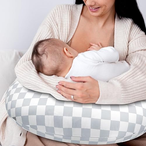 Miniatura 7 de DILIMI Paquete de 2 fundas de almohada de lactancia, funda elástica extraíble para almohadas de lactancia, funda ultra suave y cómoda para bebés