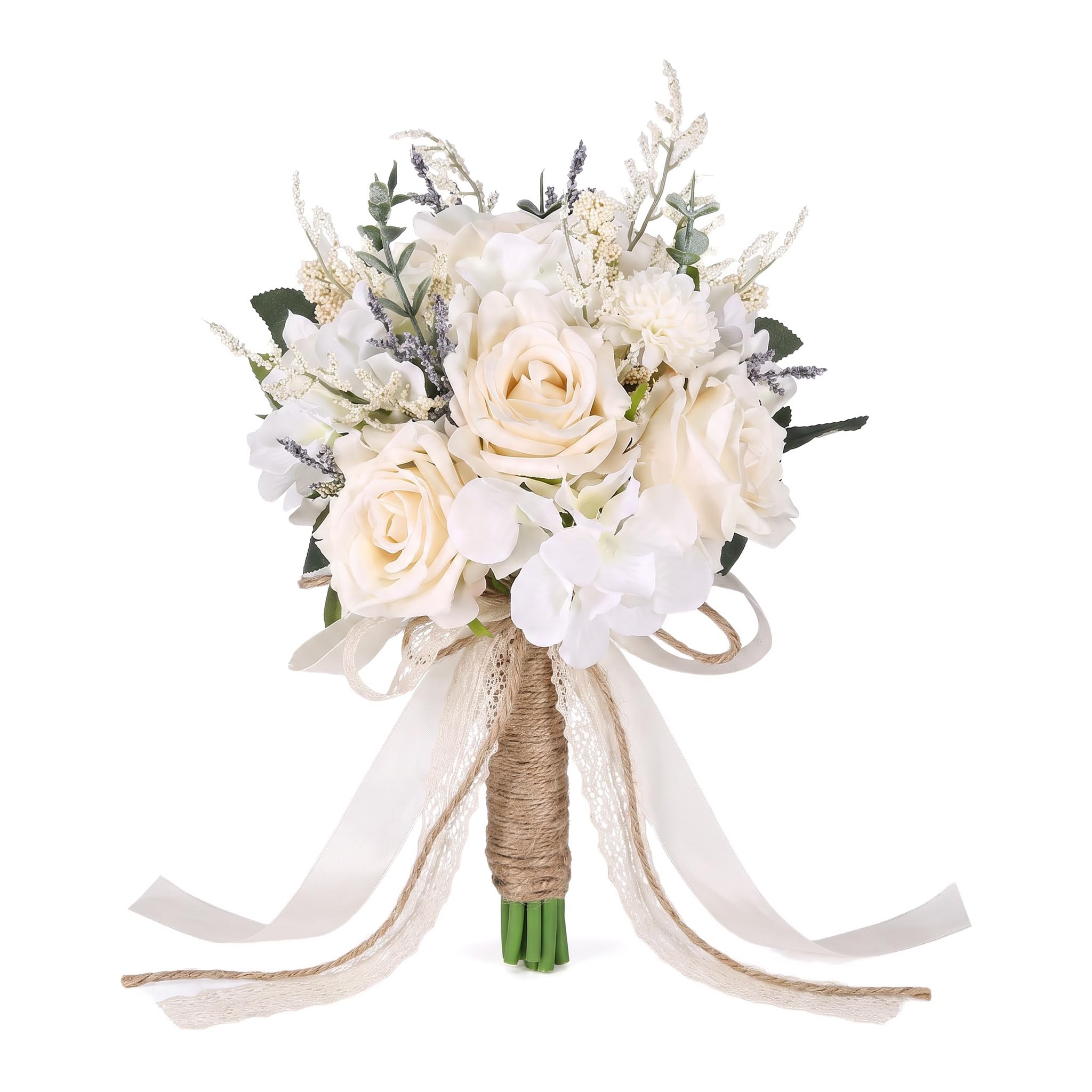 Wedding Bouquet for Bride – Champagne White Artificial Bridal Bouquet