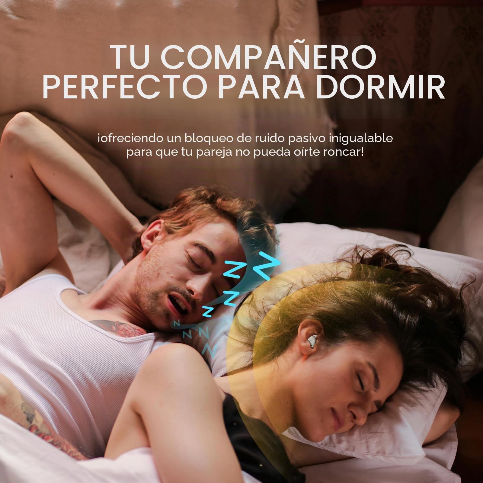 eppfun Auriculares para Dormir, Auriculares Dormir con Reducción Pasiva de Ruido, Inalámbricos Bluetooth 5.3 para Dormir de Lado