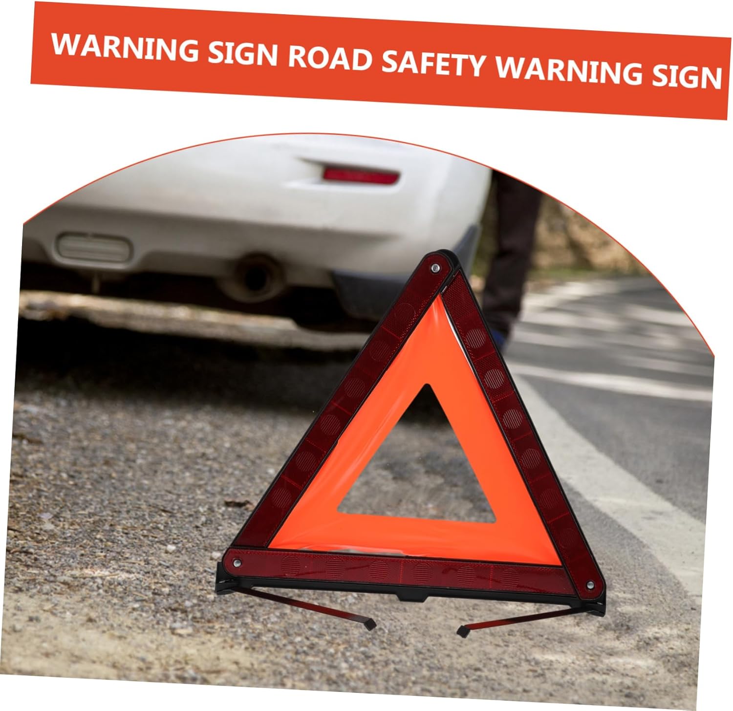 GLEAVI 3pcs Reflective Triangle Warning Sign Kit for Roadside Safety Emergency Signal for Vehicles Easy Setup Weighted Base for Day Night Use