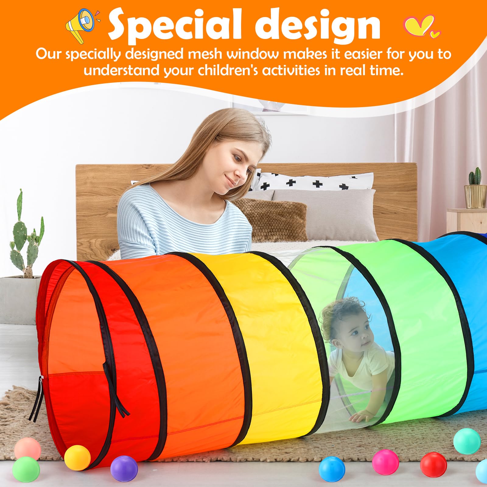1 túnel de juego gigante de 27.6 pulgadas para niños y perros grandes, juguete colorido para niños pequeños con malla transpirable, tienda de campaña de juguete, regalo para niñas y niños 4