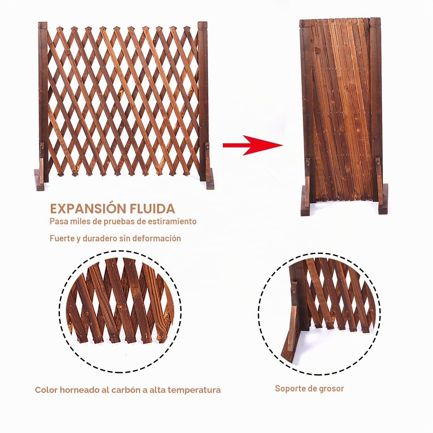 Nisorpa Par de paneles de valla expandibles, valla de enrejado de madera, valla de madera expandible, pantalla de jardín independiente, valla para perros y mascotas, para patio, césped, 34-160 cm
