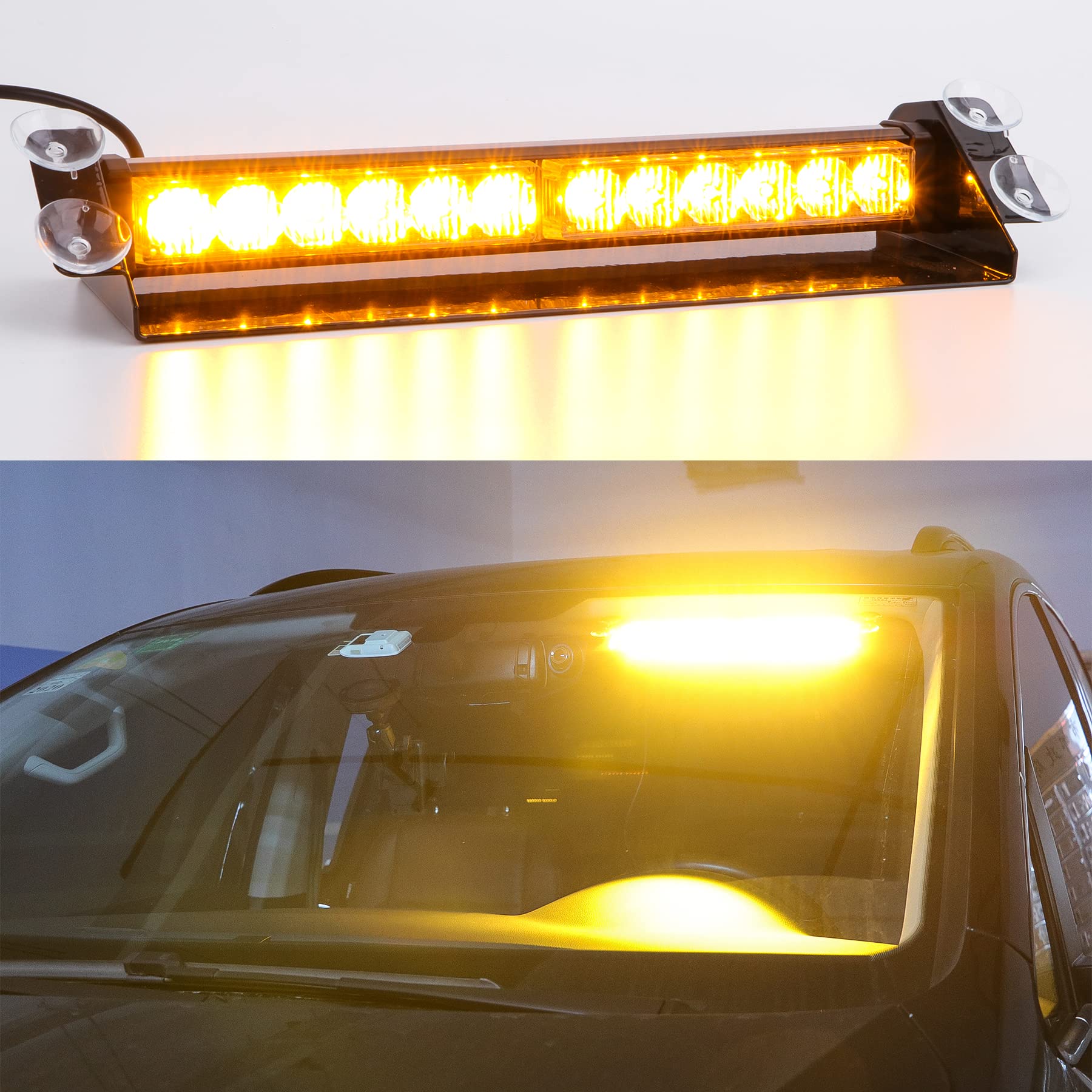 Awaryjne Stroboskop Bursztyn 12V/24V 14" 12 diod LED 9 trybów lampy błyskowej światła stroboskopowe do samochodów ciężarowych i vanów kierowcy i pojazdów dostawczych bezpieczeństwa drogowego