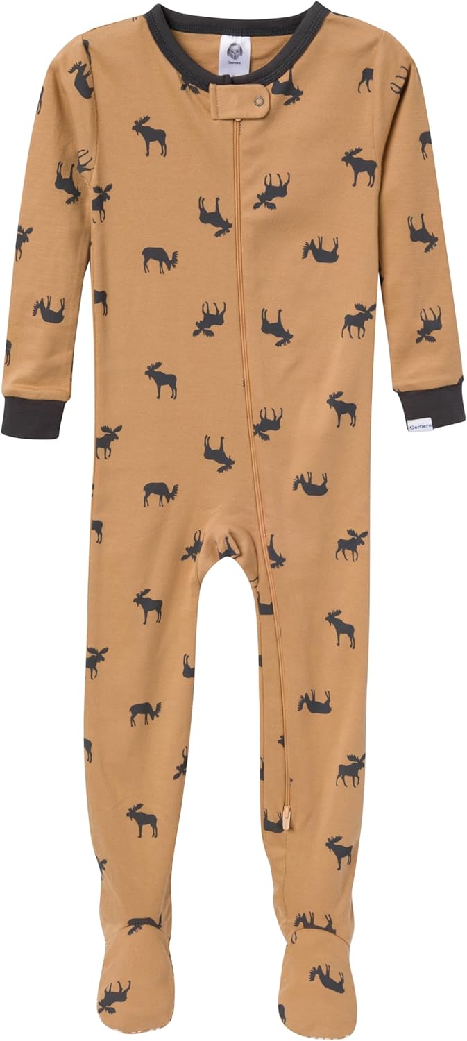 Gerber Baby-Boys 2-Pack Footed Pajamas, Moose, 6-9 Months - Image 2