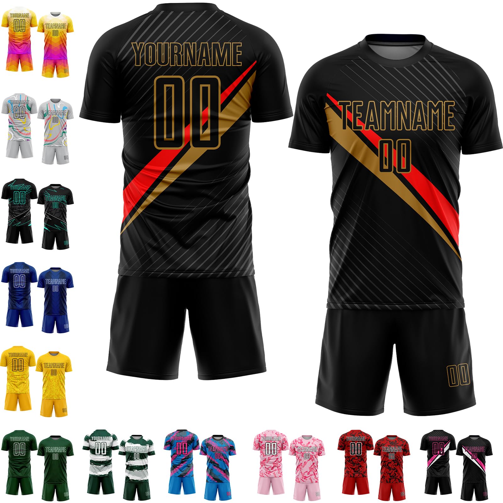 Fancsutom Custom Soccer Jersey Sets Team Uniforms for Men Women Youth Boys Girls Personalized Sports T Shirts and Shorts