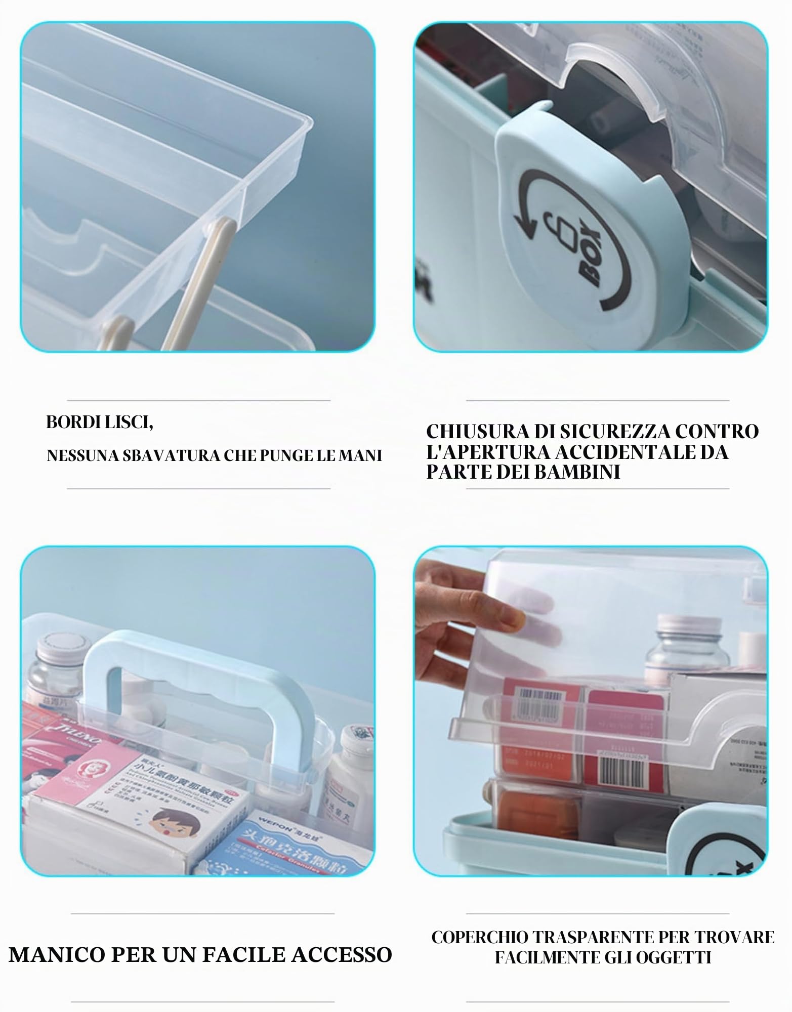 3 Strati Organizer Medicinali Bianco 34×19×22cm,Cassetta Medicinali,Scatola Medicinali,Organizer Medicine,Porta Medicine,Cassetta da pesca per Il Cucito,Cassetta Degli Attrezzi,Materiali,L'artigianato