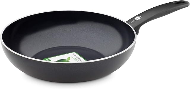 GreenPan Wok, nieprzywierająca, ceramiczna, otwarta patelnia do wok bez toksyn, indukcyjna i do piekarnika, 28 cm, czarna