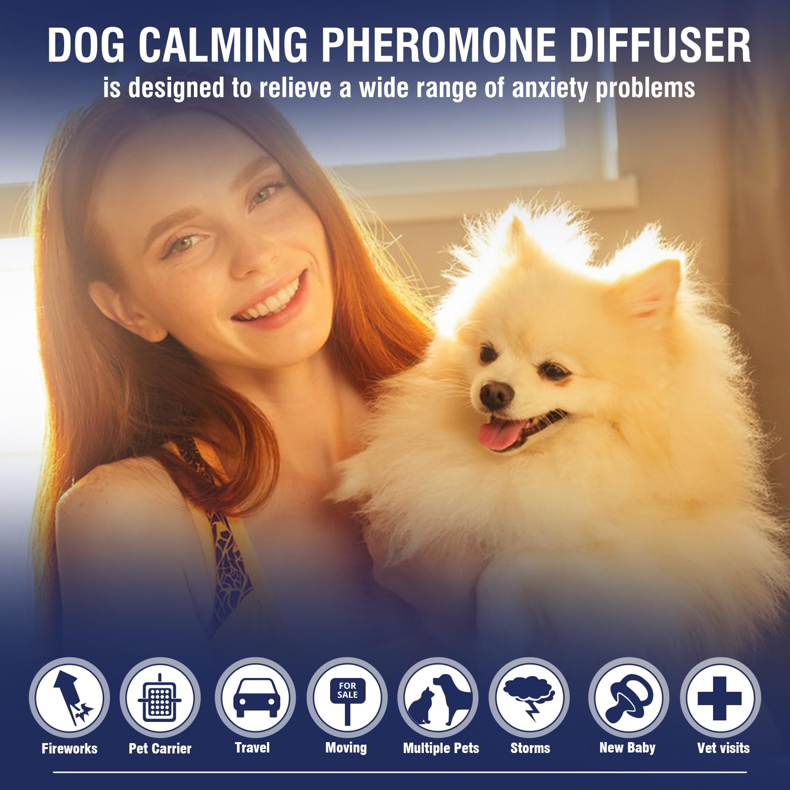 Feromoni per Cani Calmante 3 in 1 Tranquillit Kit(1 Diffusore + 2 Ricaricha 48ml) Calmanti Cane Calm Irrequieti Stressati per Rilassanti E Tranquillanti Cani Diffusore 60 Giorni Sapore Di Insapore