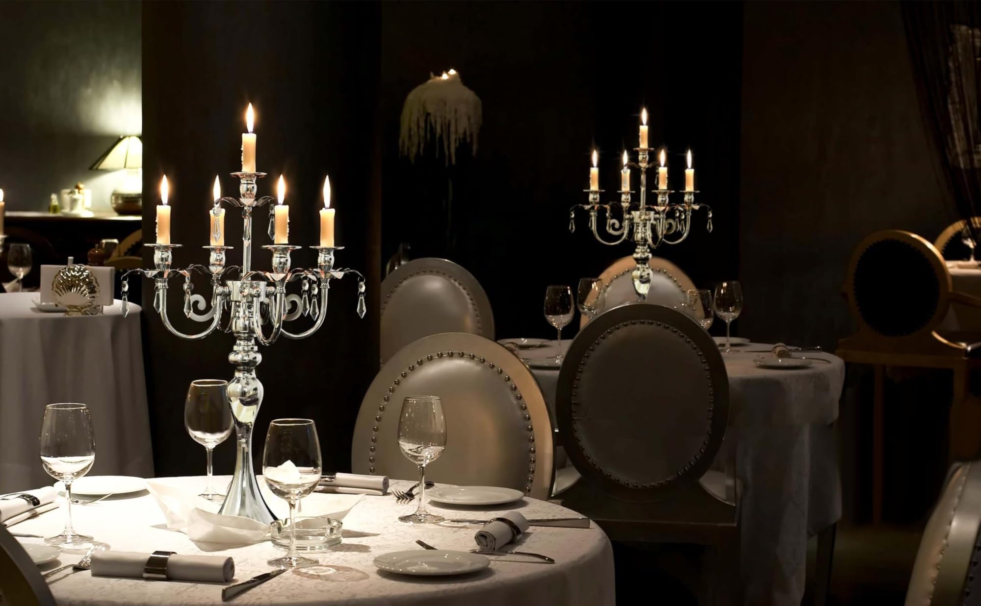 2 Pezzi Candelabro A 5 Bracci In Argento Per Centrotavola, Portacandele In Metallo, Candelabro Retrò Per Centrotavola Per Feste, Eventi, Casa, Decorazioni Per Matrimoni