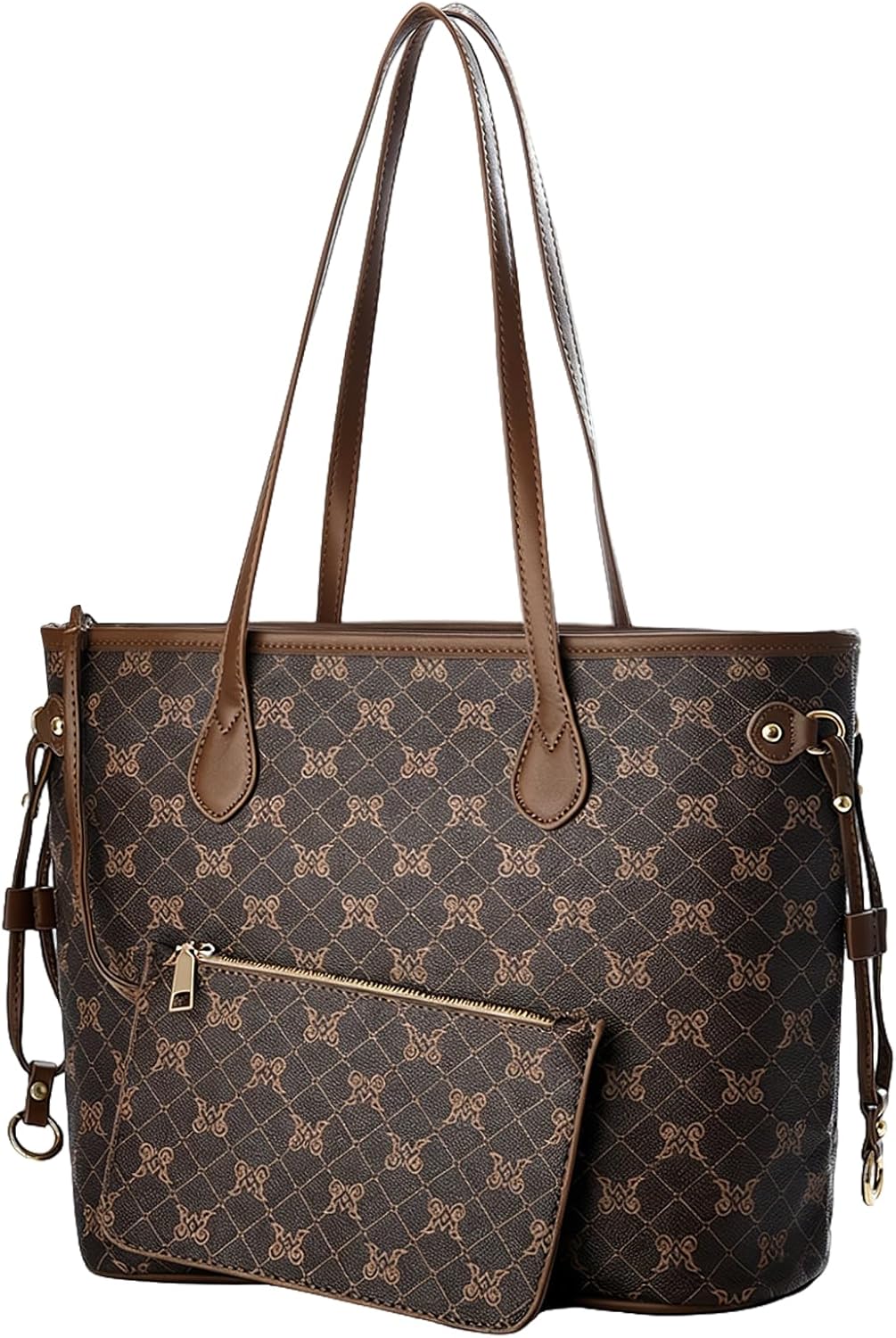 Large Vegan Leather Tote Bag for Women, 2pcs Purses And Handbags, Top Handle Satchel Purses Ladies Shoulder Bags