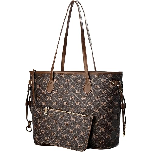 Large Vegan Leather Tote Bag for Women, 2pcs Purses And Handbags, Top Handle Satchel Purses Ladies Shoulder Bags