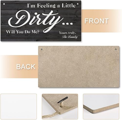 Miniatura 4 de Letrero de madera con texto en inglés "I'M Feeling A Little Dirty Will You Do Me Laundry Laundry Laundry - Letrero decorativo de madera para patio,