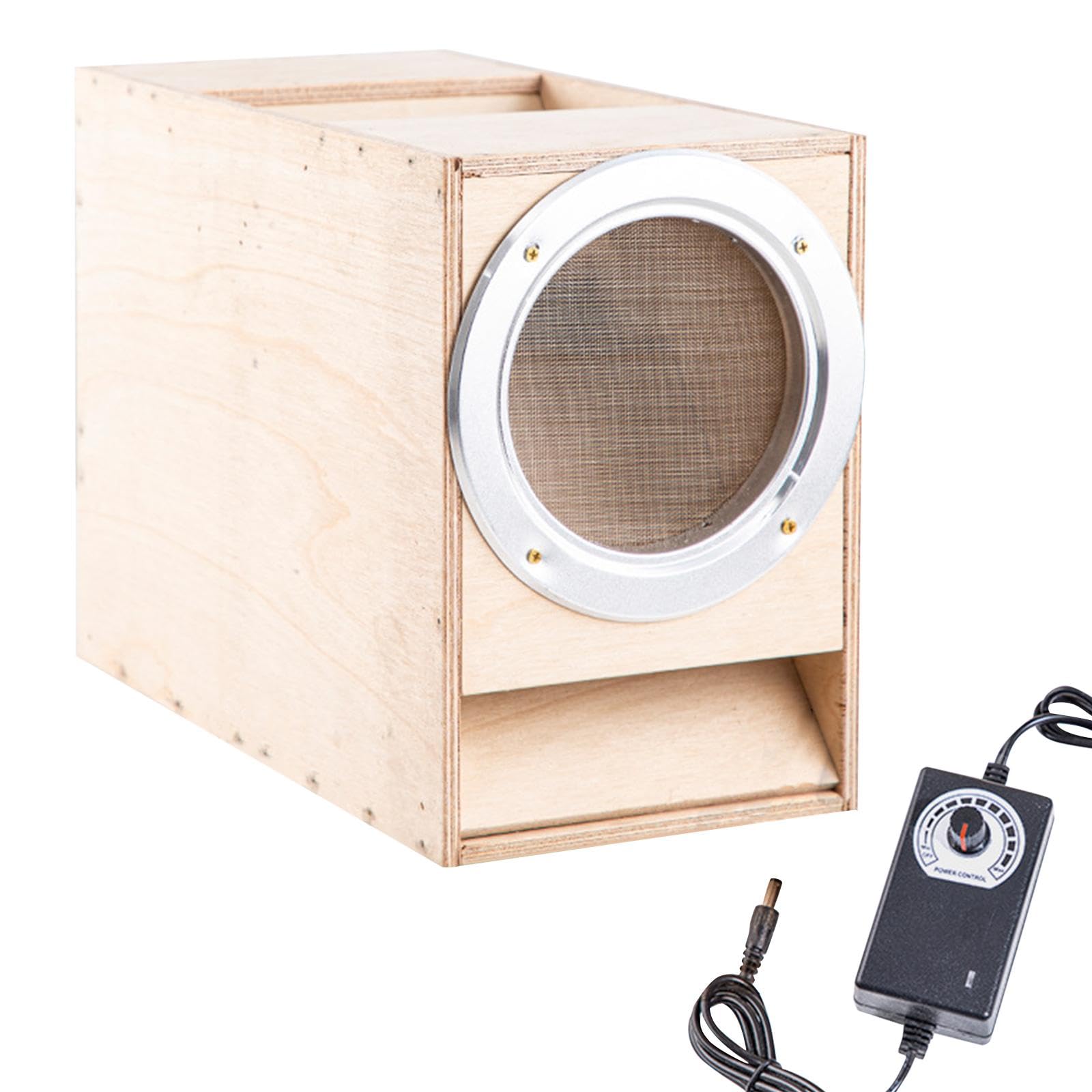 Generic Wind Sheller DIY Wooden Assembly Box with Filter Screen Grain Cleaning Thrower Bird Food Blowing Machine for Farm Household, Small