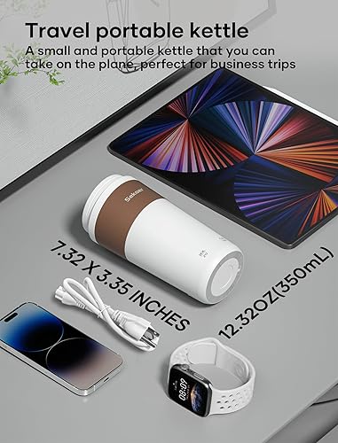 Miniatura 7 de Sekaer SKE-835-B - Hervidor portátil de viaje, doble voltaje de 110-240 V, mini hervidor eléctrico para té y café, caldera de agua caliente pequeña