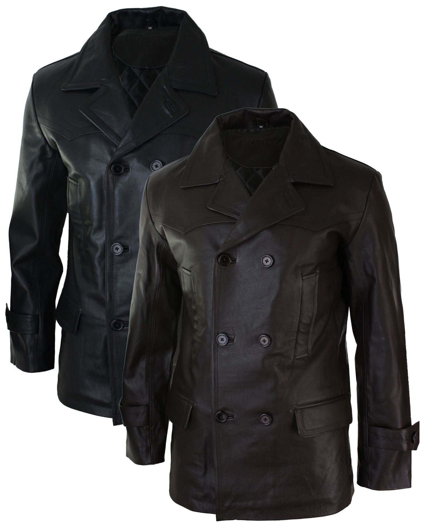 Infinity Herren Lederjacke 100% Echtleder 3/4 Doppelt Breasted Mantel Jaken Klassisch