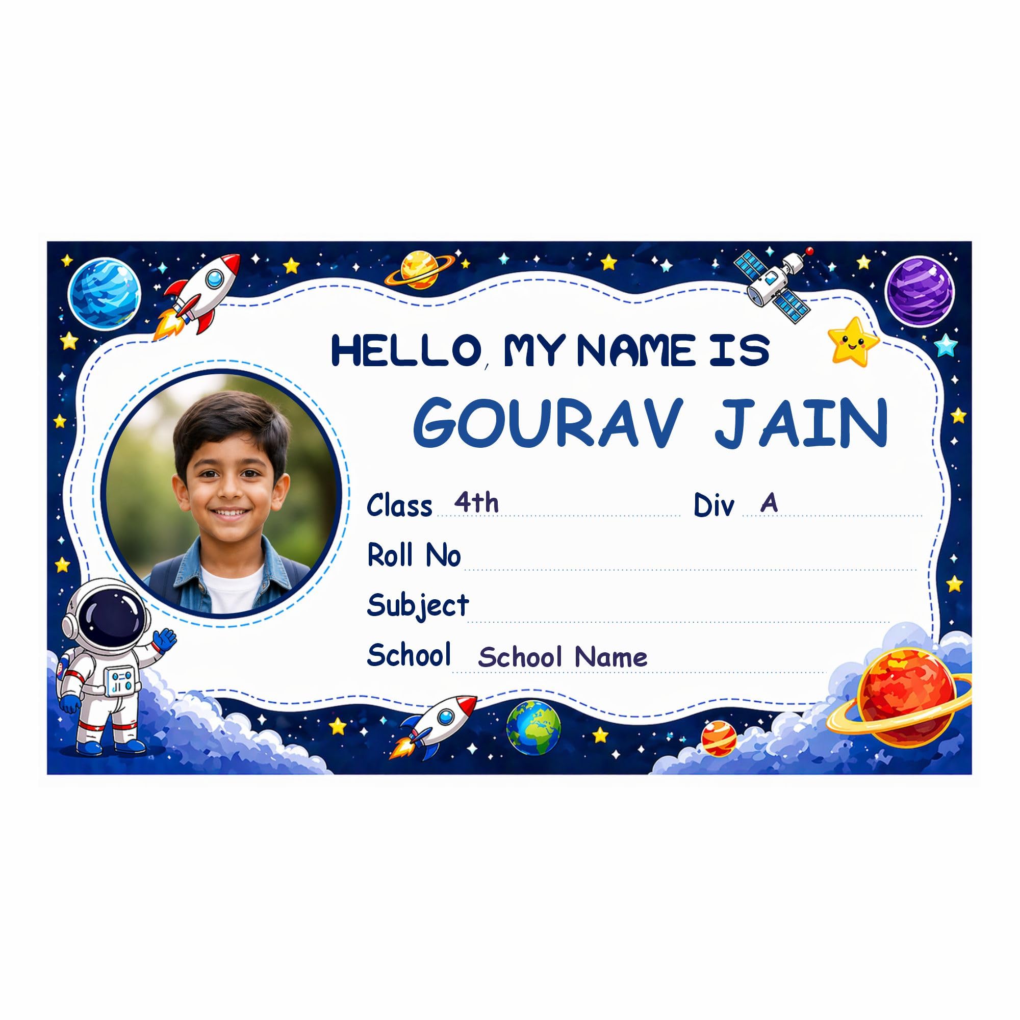 Personalized School Name Labels for Kids with Photo | Waterproof Custom Sticker Set for NoteBooks | Self Adhesive Vinyl with Child Name, Class, Division | 3.5 x 2 Inches | 30 PCS (BDS-1)-picture-28
