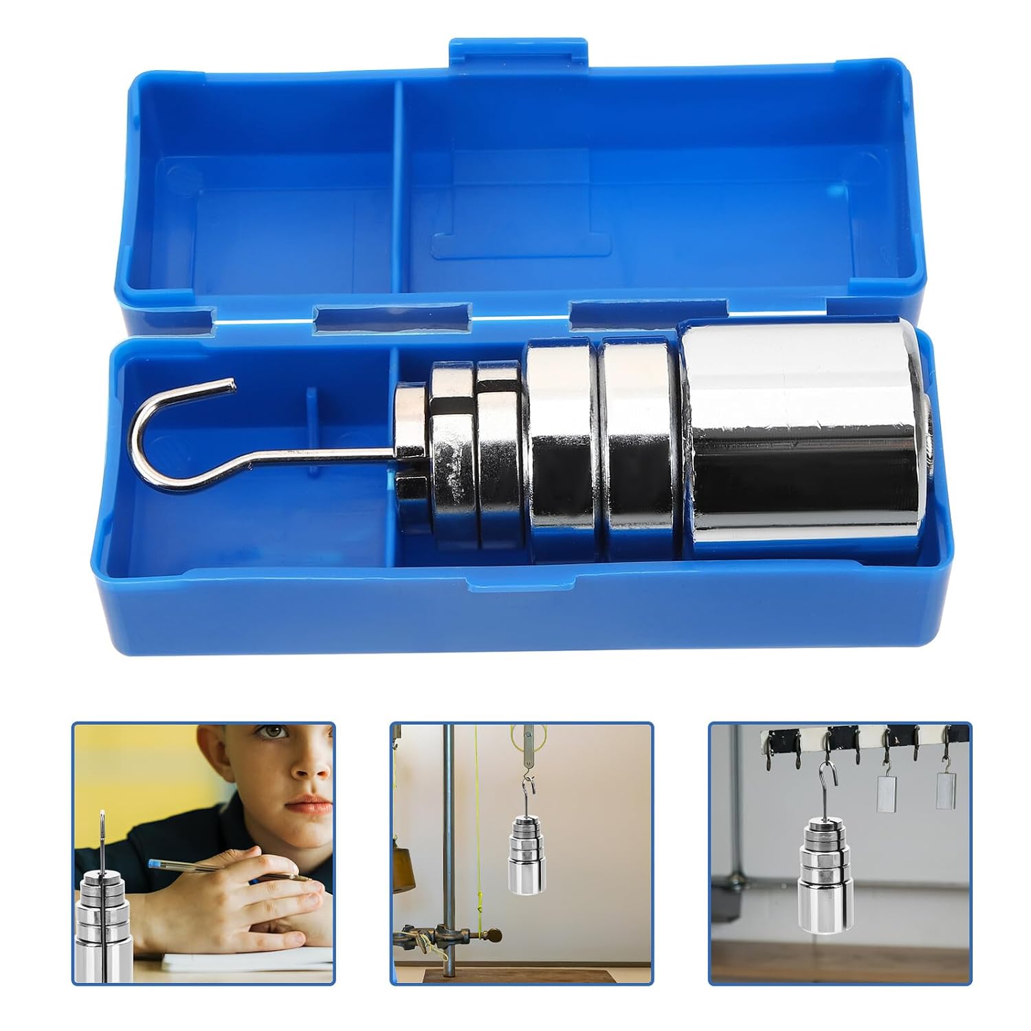 Metal Slotted Weights with Hanger Slotted Mass for School Physics Lab Balance Testing Classroom Hooked Mass Discs