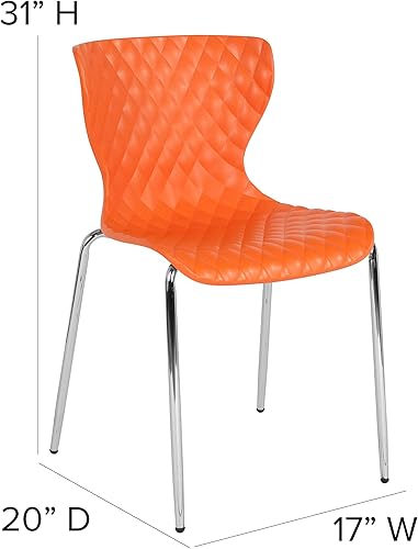 Miniatura 3 de Flash Furniture Lowell Silla apilable de plástico naranja de diseño contemporáneo